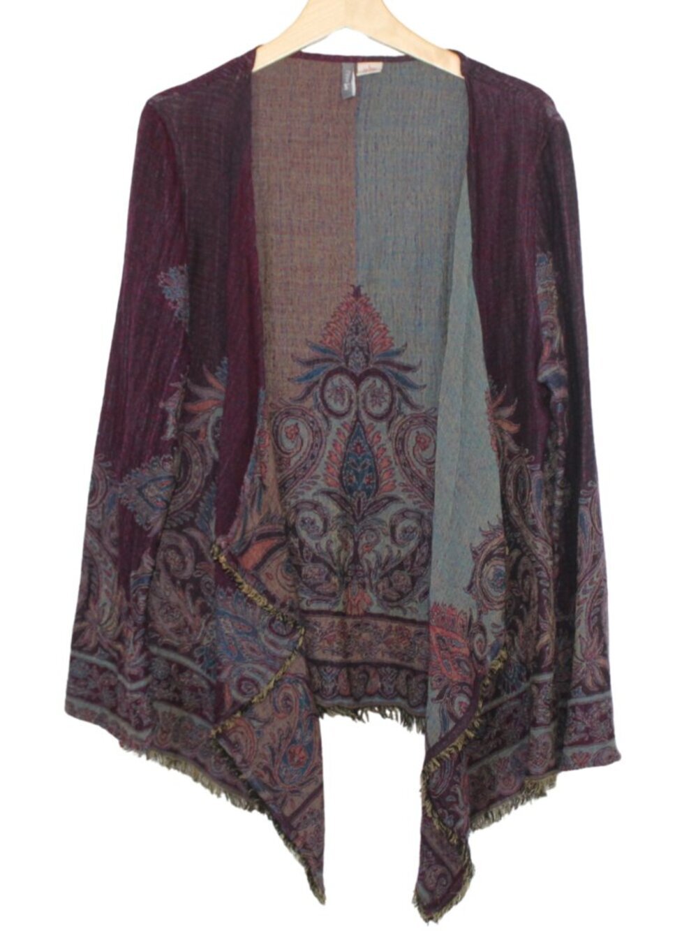 Anu open front wool cardigan draped open front art to wear bohemian tapestry
